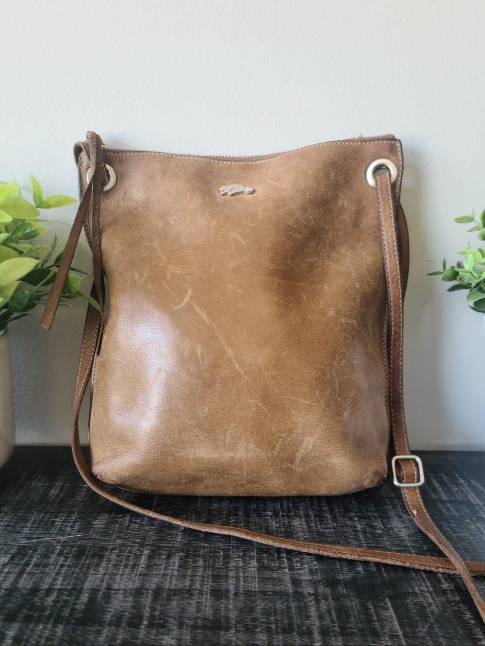 Roots Vintage Tribe Leather Crossbody Bag
